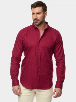 Robert Graham Amory 2 Long Sleeve Button Down Shirt Bordeaux | 561437-KFZ