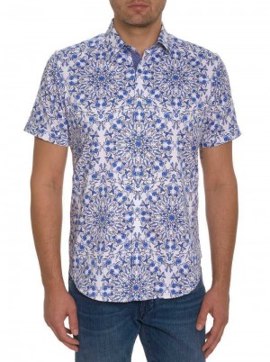 Robert Graham Andaz Short Sleeve Button Down Shirt Blau | 681592-RHF