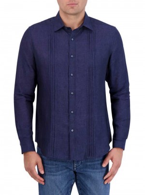 Robert Graham Baradero Long Sleeve Button Down Shirt Navy | 719542-QOU