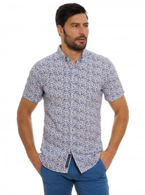Robert Graham Bassel Short Sleeve Button Down Shirt Blau | 370291-OQR