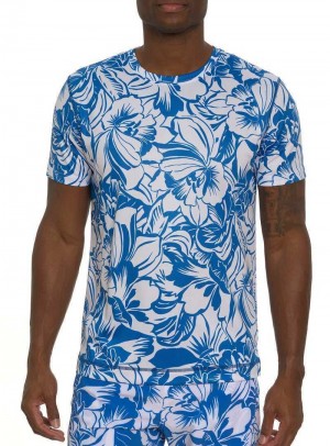 Robert Graham Beach Hibiscus Performance Graphic T-shirt Blau | 407593-ATI