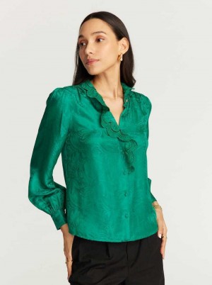 Robert Graham Brigitte Long Sleeve Shirt Emerald | 087329-DGA