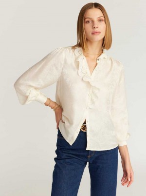 Robert Graham Brigitte Long Sleeve Woven Shirt Weiß | 510427-GNC