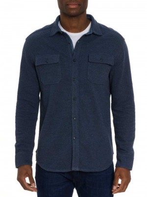 Robert Graham Brunner Long Sleeve Knit Indigo | 308264-QIR