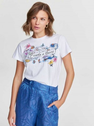 Robert Graham Capri Island T-shirt Weiß | 263194-RKS