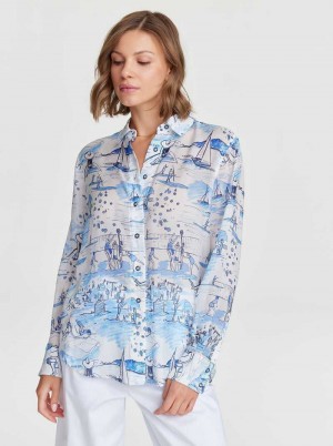 Robert Graham Carrie Shirt Blau | 981024-VZX