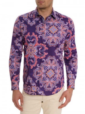 Robert Graham Casino Royale Long Sleeve Button Down Shirt Lila | 902714-IJK