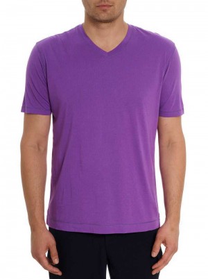Robert Graham Eastwood T-shirt Grape | 697830-YJU