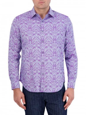 Robert Graham Highland Long Sleeve Button Down Shirt Lilac | 452130-TQW