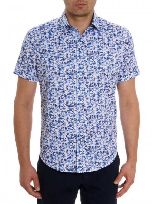 Robert Graham Kaanapali Short Sleeve Button Down Shirt Blau | 195308-LUS