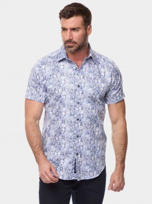 Robert Graham Kano Short Sleeve Button Down Shirt Blau | 569240-TYZ