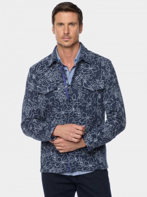 Robert Graham Kohan Long Sleeve Knit Jacket Navy | 362410-TJL