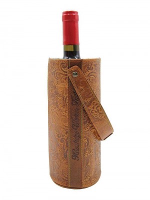 Robert Graham Leather Wine Bottle Carrier Tan | 285406-TNC