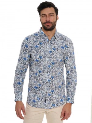 Robert Graham Leif Long Sleeve Knit Shirt Blau | 236501-AGQ
