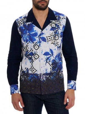 Robert Graham Limited Edition Blue Murro Long Sleeve Button Down Shirt Blau | 846713-ENL