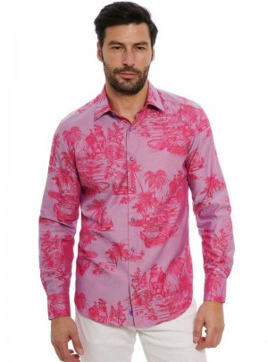 Robert Graham Limited Edition Endless Dreams Long Sleeve Button Down Shirt Big Rosa | 439587-IYU