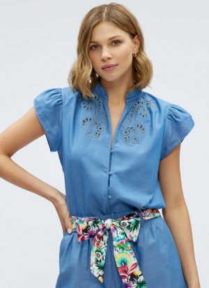 Robert Graham Mabel Blouse Indigo | 503274-BPZ
