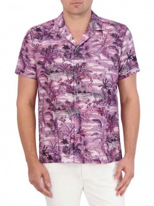 Robert Graham Makara Short Sleeve Button Down Shirt Lilac | 802765-NSH