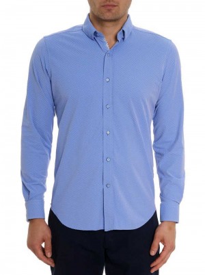Robert Graham Marcus Motion Long Sleeve Button Down Shirt Blau | 257430-EBO