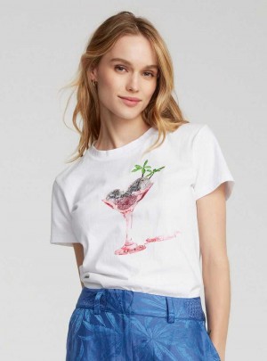 Robert Graham Martini Mix T-shirt Weiß | 624739-GTP