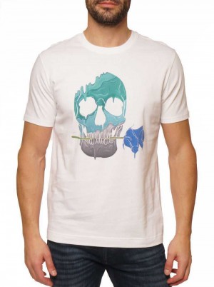 Robert Graham Melting Skull T-shirt Weiß | 831524-AFO