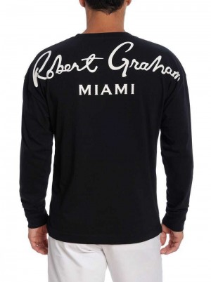 Robert Graham Miami Long Sleeve T-shirt Schwarz | 690714-SDG