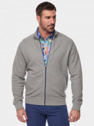 Robert Graham Moser Long Sleeve Knit Full Zip Charcoal | 493065-MYF