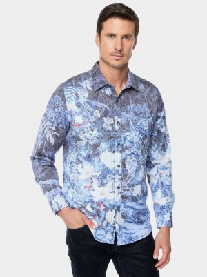 Robert Graham Nadine Long Sleeve Button Down Shirt Indigo | 710243-CLD