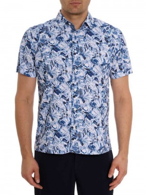 Robert Graham Occasio Short Sleeve Knit Shirt Blau | 081374-JHP