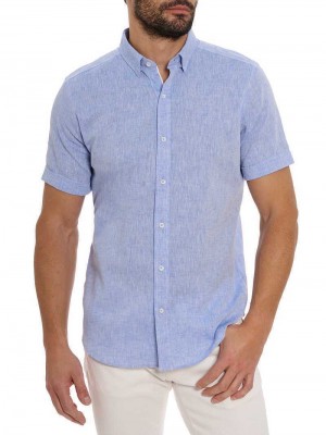 Robert Graham Palmer Short Sleeve Button Down Shirt Blau | 607345-NMJ