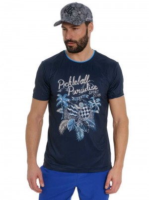 Robert Graham Pickle Sport Club T-shirt Navy | 380259-YOL