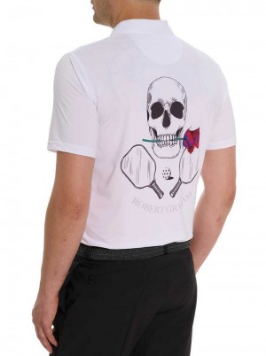 Robert Graham Pickleball Skull Performance Polo Weiß | 259610-UDL