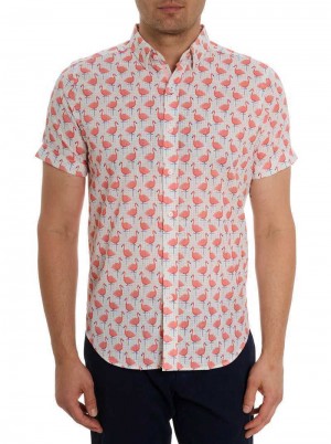 Robert Graham Polka Flamingo Short Sleeve Button Down Shirt Multi | 063987-BCM