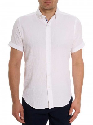 Robert Graham Reid Short Sleeve Button Down Shirt Weiß | 148609-VXO