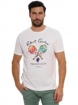 Robert Graham Rg Tennis Club T-shirt Weiß | 653708-PWQ