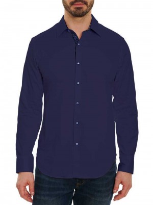 Robert Graham Righteous 2 Long Sleeve Button Down Shirt Navy | 186059-BWN
