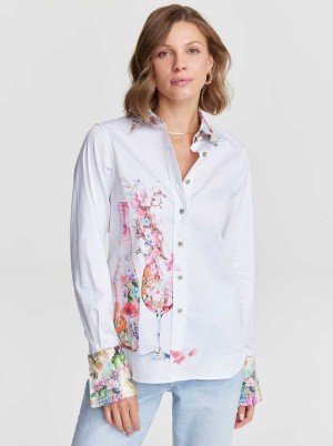 Robert Graham Rosé Bouquet Shirt Weiß | 164053-LYD
