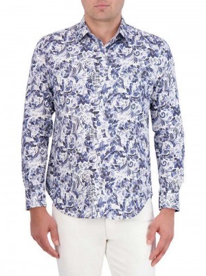 Robert Graham Santa Cruz Long Sleeve Button Down Shirt Blau | 751643-HMR