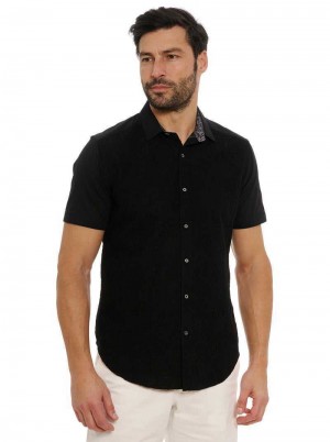Robert Graham Sforza Short Sleeve Button Down Shirt Schwarz | 298341-LHP