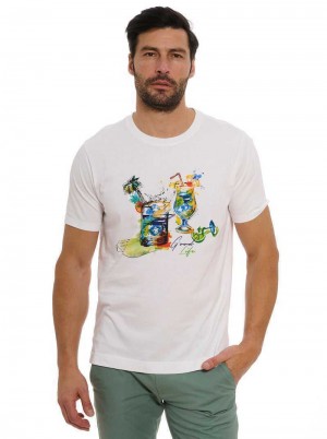 Robert Graham Sips And Spades T-shirt Weiß | 542609-TCZ