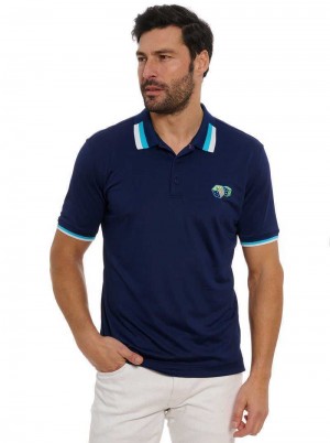 Robert Graham Skull Dice Polo Navy | 148035-XZK