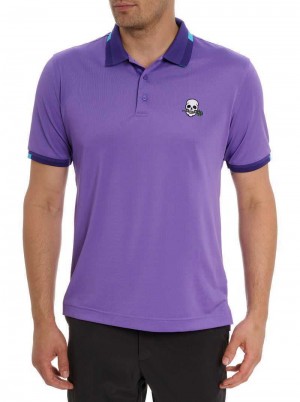 Robert Graham Skull Rose Polo Lila | 176324-PDC