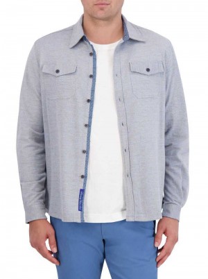 Robert Graham Storrs Long Sleeve Knit Shirt Jacket Blau | 459628-KQP