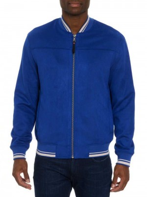 Robert Graham Suede Bomber Jacket Cobalt | 725614-ADG