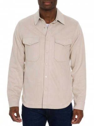 Robert Graham Suede Shirt Jacket Stone | 802915-JBG