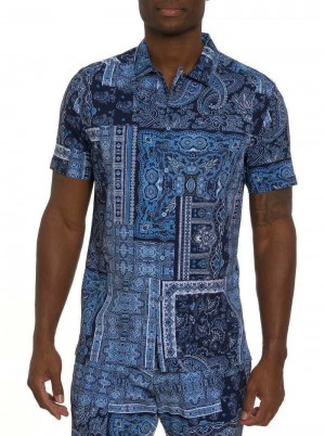 Robert Graham The Gotham Short Sleeve Button Down Shirt Navy | 384291-XYL
