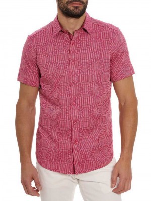 Robert Graham Voyage Short Sleeve Button Down Shirt Rosa | 819360-HFZ