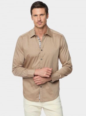 Robert Graham Wayfarer Long Sleeve Button Down Shirt Khaki | 765048-ONT