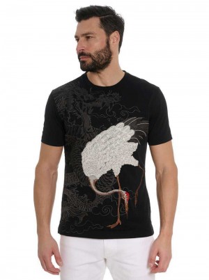 Robert Graham Wild Feather T-shirt Schwarz | 927438-LFE